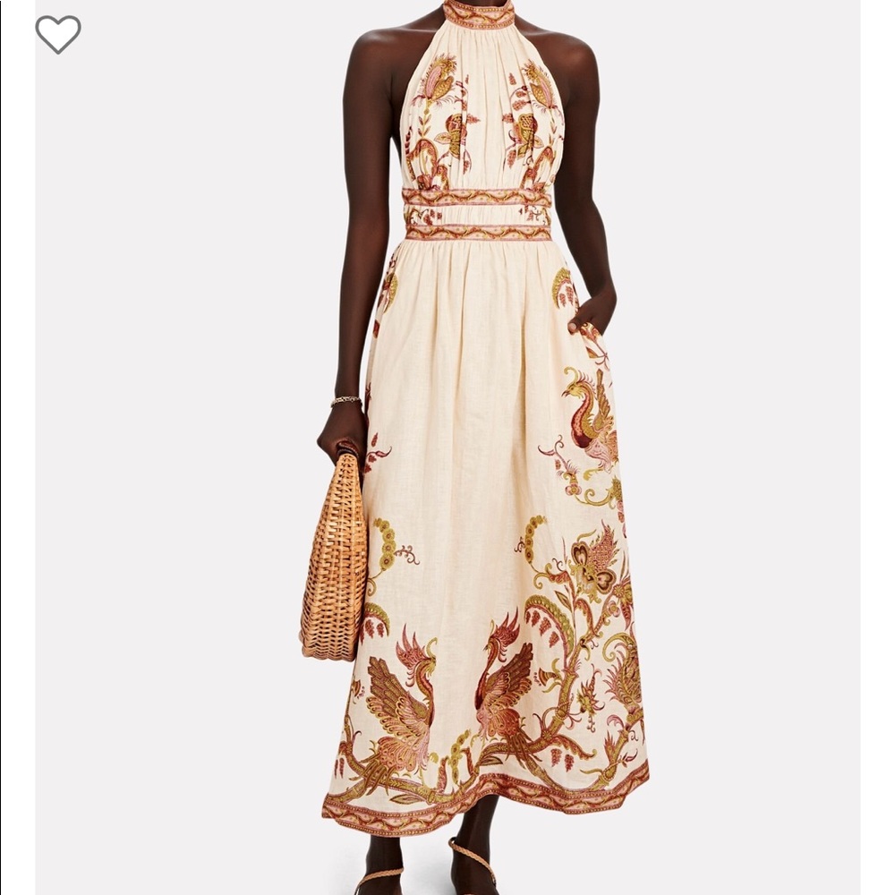 Zimmermann Cassia Halter Floral Linen Dress Size 00